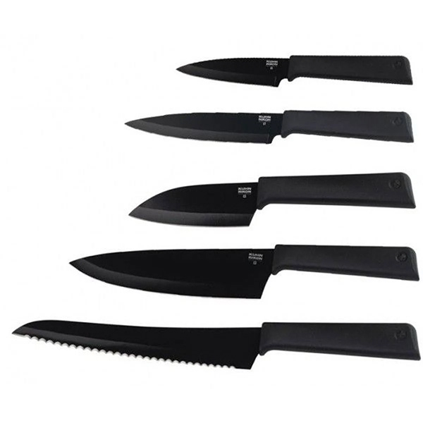 ست 5 تکه چاقو مشکی و استند - تصویر 2